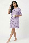Zivame Mickey & Friends Knit Cotton Loungewear Dress - Pastel Lilac — thumbnail 5